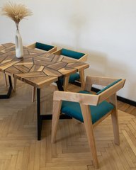 Изысканный стол-мозаика из ореха и эпоксидной смолы 01371 фото | Dorus