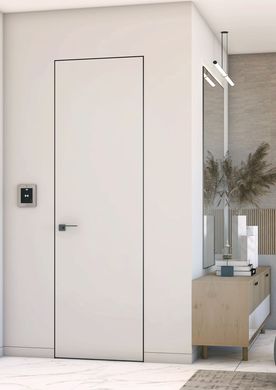 Двері прихованого монтажу Leoni door з анодованим сірим торцем та рамою 01332 фото | Дорус