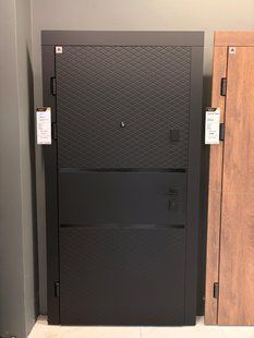Входные двери Redfort Грация Black квартира 960 R Распродажа, Черная шагрень + 2 черные молдинги/Белый супермат (гладкая)