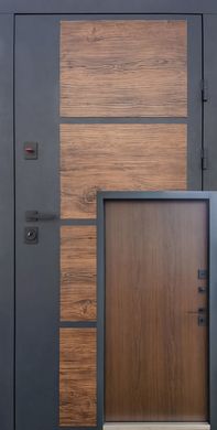 Входные двери Qdoors Бонд улица Графит песок + Темное дерево / Дуб темный 00720 фото | Dorus