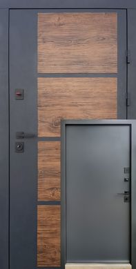 Входные двери Qdoors Бонд улица Графит песок + Темное дерево / Антрацит 00721 фото | Dorus