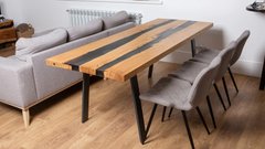 Обеденный стол в стиле лофт из массива дуба и эпоксидной смолы 01365 фото | Dorus